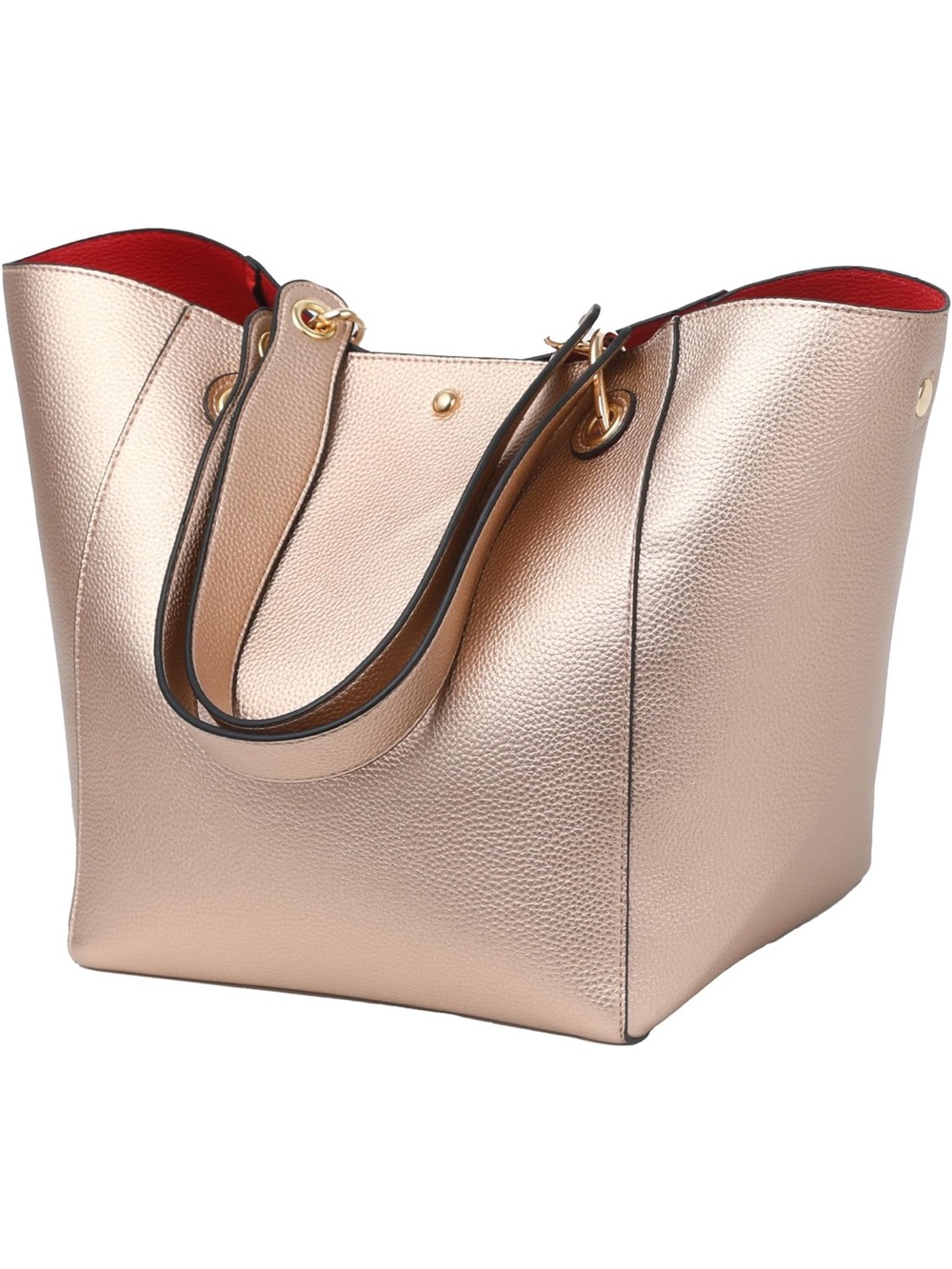 Women's large Metallic gold tote  with Red Interior